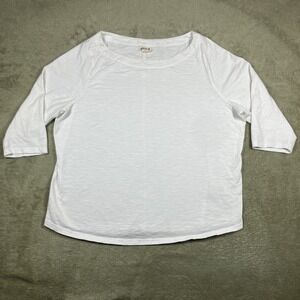 Pact Organic Cotton 3/4 Length Shirt White Large Minimalist Basic Sustainable